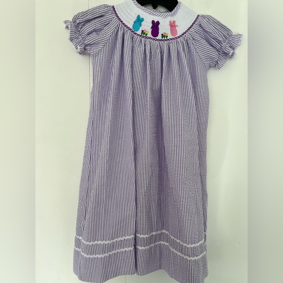 Cactus Other - Lil Cactus Girls Lavender White Smocked Bishop Peeps Bunny Dress Size 6
